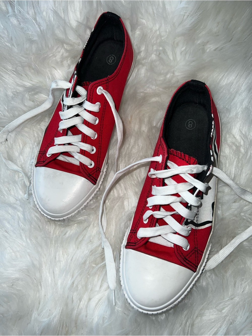 Kansas City Chief  KC Men Red Canvas Lace-Up Sneakers with White Accents
